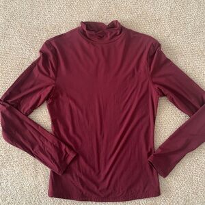 ReoRia Red Mock Neck Long Sleeve Top